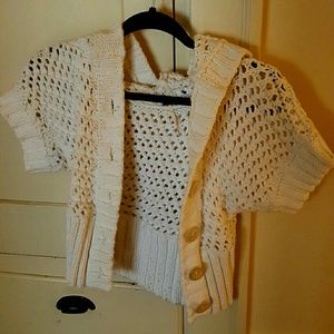 Free People Crocheted Cardigan w/hoodie